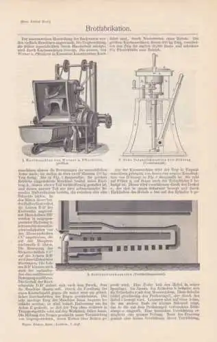 Brotfabrikation Brotmaschinen Knetmaschine HOLZSTICHE + Text von  1908