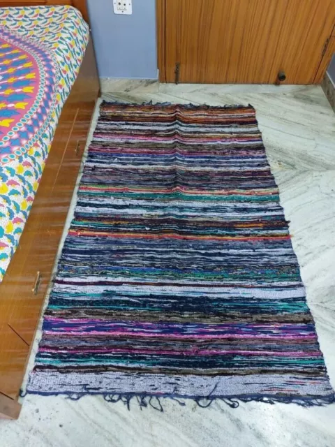 Alfombra Chindi de algodón indio multicolor, alfombra decorativa para Yoga...