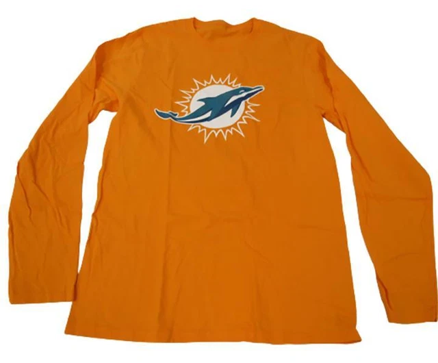 New-Minor-Flaw Miami Dolphins Mens Size S Small Long Sleeve Orange Shirt