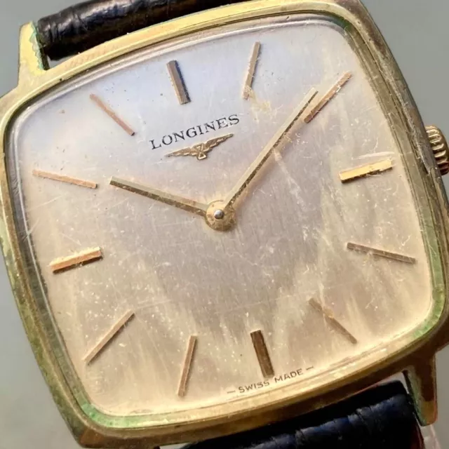 LONGINES MANUAL 30MM Men's Gold Dial Swiss Made Square Analog Vintage ...