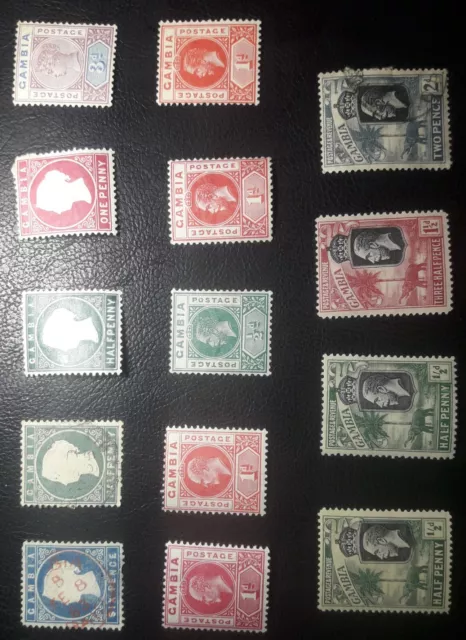 Gambia 1880-1922 great range mostly unused noted sg18a 6d sg41 3d. sgc£300+.QP53