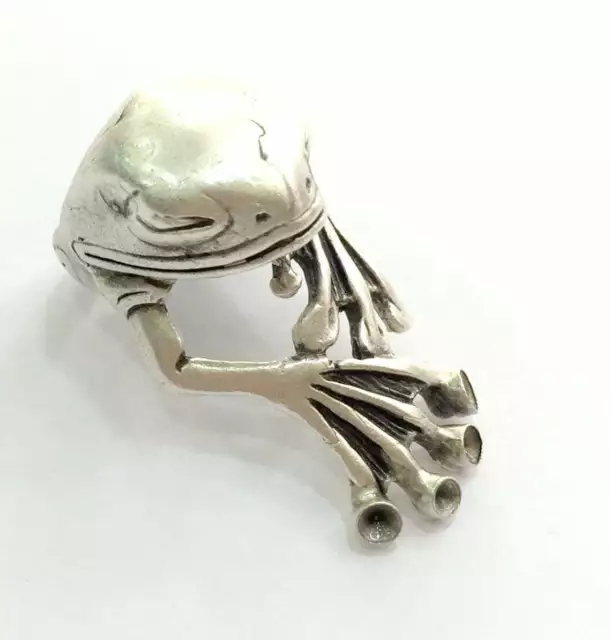 Frog Ring Blank Setting Base Bezel Cabochon Antique Silver Plated Brass G5905