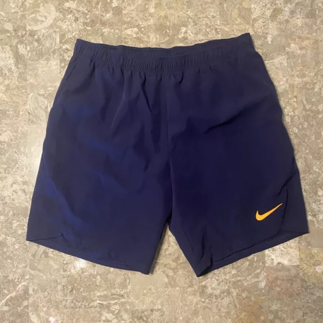 Nike Court Flex Ace 9” Tennis Shorts Navy Blue Orange 887515-492 Mens Large