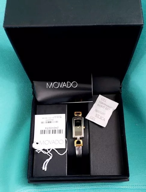 Movado Watch Womens Black Dial Stainless Steel Wristwatch Swiss Needs Battery