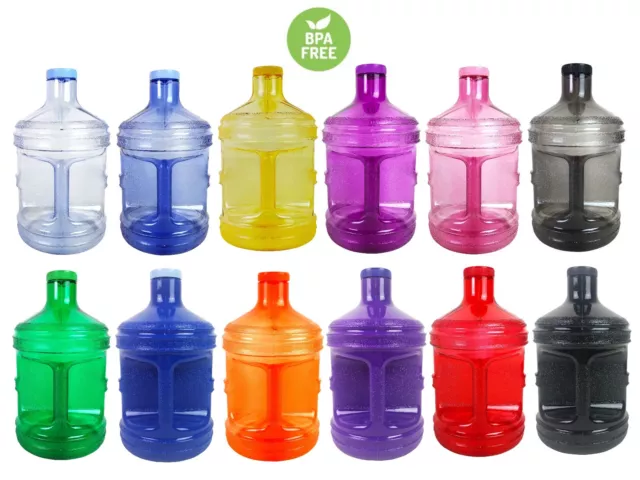 BPA Free 1 Gallon Plastic Water Bottle Container Drinking Canteen Jug Color H2O