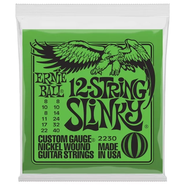 Ernie Ball 2230 Slinky 008/040 Muta 12 Corde per Chitarra Elettrica Nickel Wound