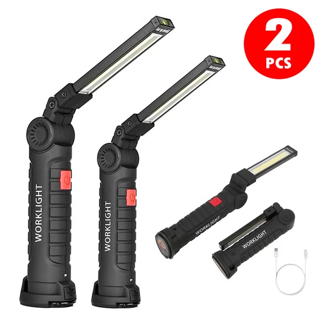 LED COB Rechargeable Work Light Magnetic Torch Flexible Inspection Lamp Cordless