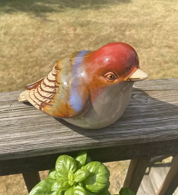 Large Bird Dove CERAMIC ￼FIGURINE Pottery Sculpture Hand Painted Brown