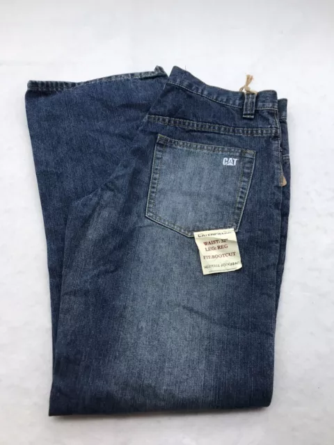 Caterpillar Bootcut Work Jeans Vintage Stone Wash Denim Blue Mens W32 R L31 BNWT