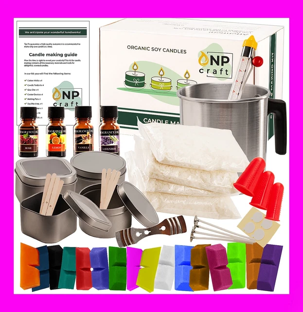 COMPLETE DIY CANDLE Making Kit Supplies for Adults and Kids, 16 Color