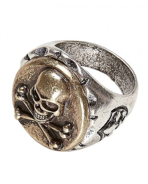 Piraten Totenkopf Fingerring aus Metall als Kostüm Zubehör für Karneval