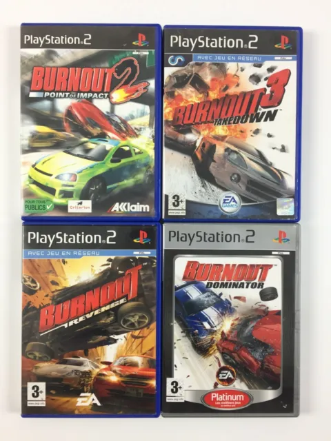 Burnout 2 + 3 + Revenge + Dominator PS2 / Lot 4 Jeu Sur Playstation 2