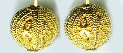Gold Earrings Antique Russian 22kt Near East Crete Minoan Greek Granulated Style