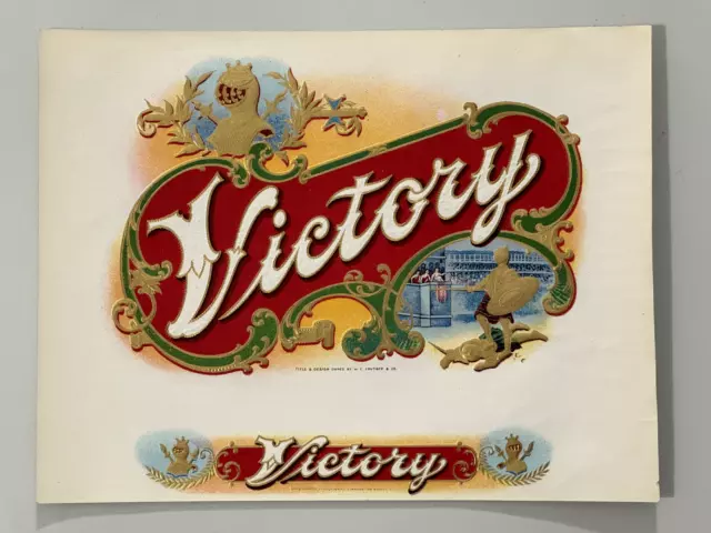 Vintage VICTORY Cigar Box Label Tobacco Excellent 6 3/4" x 8 3/4"