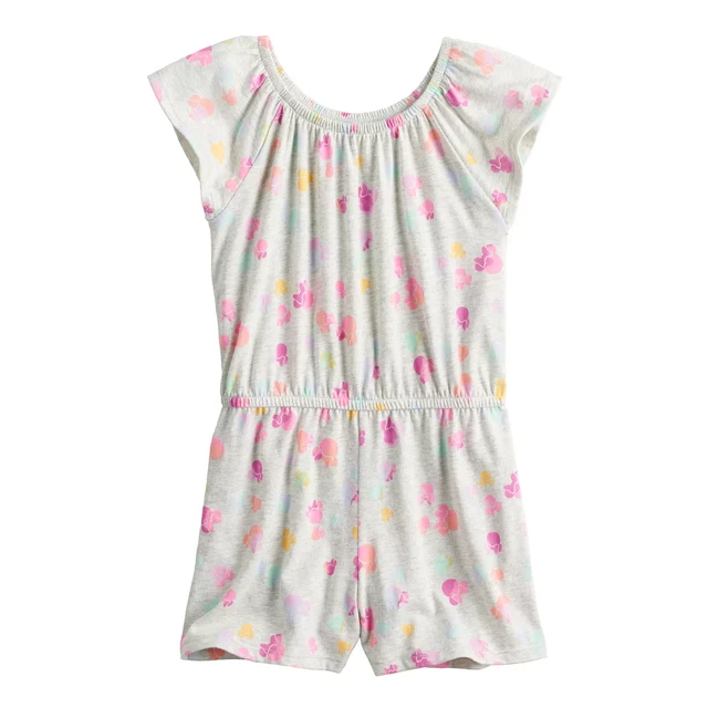 Girls Size 4 Disney Minnie Mouse Allover Print Flutter Sleeve Romper Retail $24
