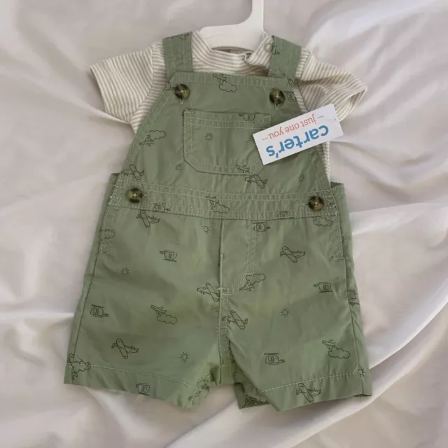 Carters Baby 3m Helicopter Airplane Outfit Green