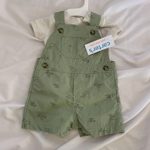 Carters Baby 3m Helicopter Airplane Outfit Green
