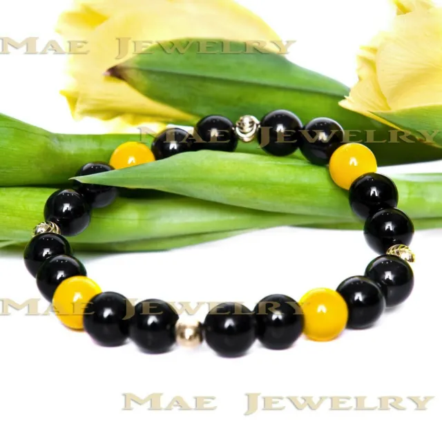 8mm Famous Brand Style Agate/Jade s925 Sterling Silver/14K Gold Plated Bracelet.