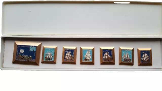 Russian Fleet Ships 7 Badges Set Peter 1St Ussr Soviet Era