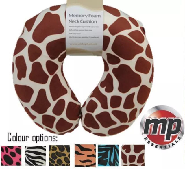 Animal Design Memory Foam Soft Velour Neck Cushion Travel Plane Support Pillow