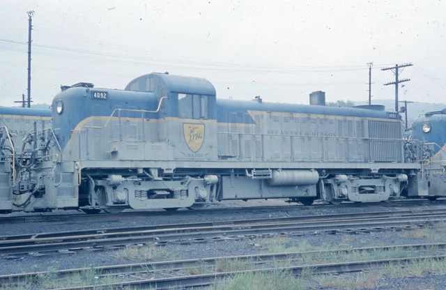 D&H DELAWARE AND HUDSON Railroad Train Locomotive WHITEHALL NY 1964 Photo Slide