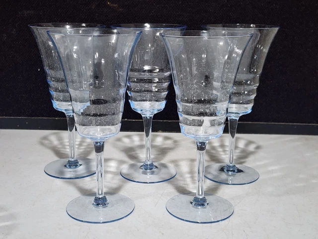 Set Of 5- Cambridge Decagon 7 1/8"  Wine Water Goblets