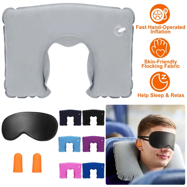 U Shape Inflatable Travel Neck Pillow Airplane Car Cushion Support Head Nap Rest