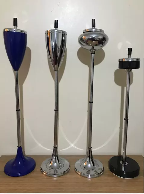 Stainless Steel Cigarette Ashtray Floor Stand Standing Spinning Table Bin Tray