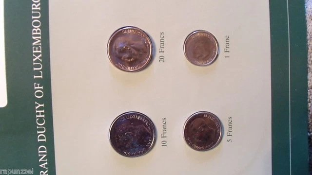Coin Sets of All Nations Luxembourg w/Card 1980-1983 UNC 20 Francs 1982 2