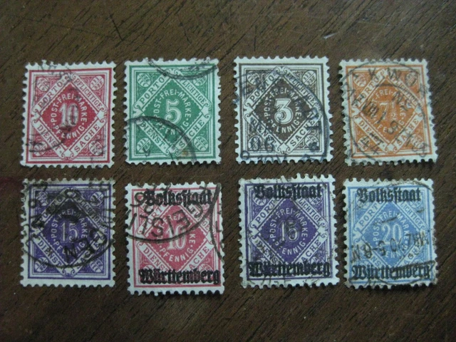 Württemberg 8 Marken aus  Mi.-Nr. 102 - 140  gest. (-g29)