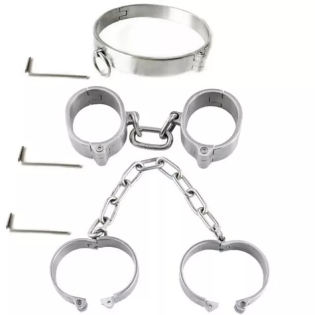 Edelstahl-Handschellen-Fesseln-Set-Bondage-Fußfesseln-BDSM-Bondage-Sex-Spielzeug 2