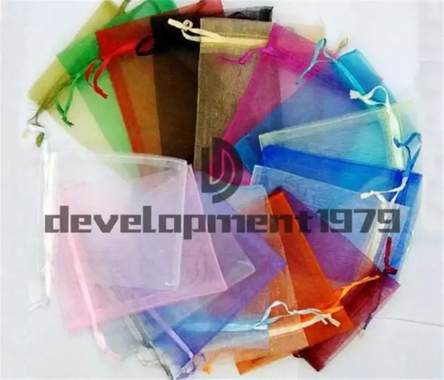100Pcs Organza Favor Gift Candy Sheer Bags Jewelry Pouch Wedding Party