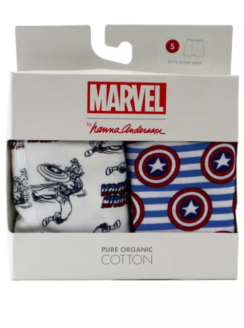 Hanna Andersson Captain America Boys Boxer Briefs 2-Pack Marvel Comics New