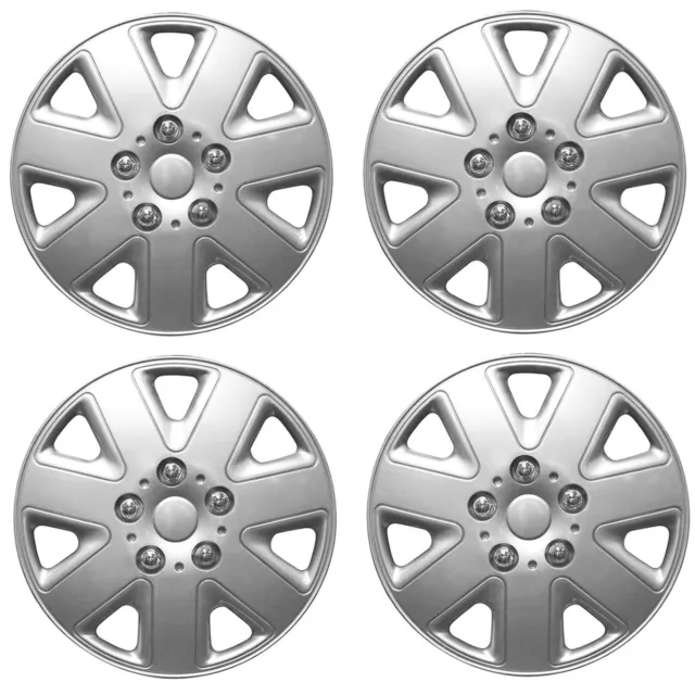 SET OF 4 x 14 INCH (14”) ALLOY LOOK WHEEL TRIMS COVER HUB CAPS TYRE CAP SILVER