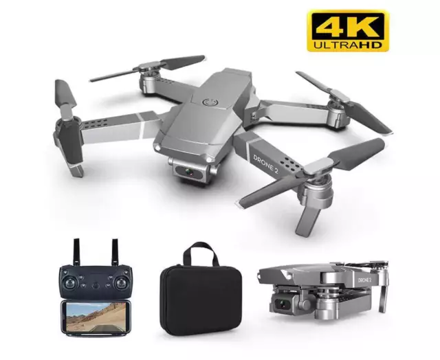 Drones E68 Hd Wide Angle 4K Wifi Drone with Remote Control - Grey
