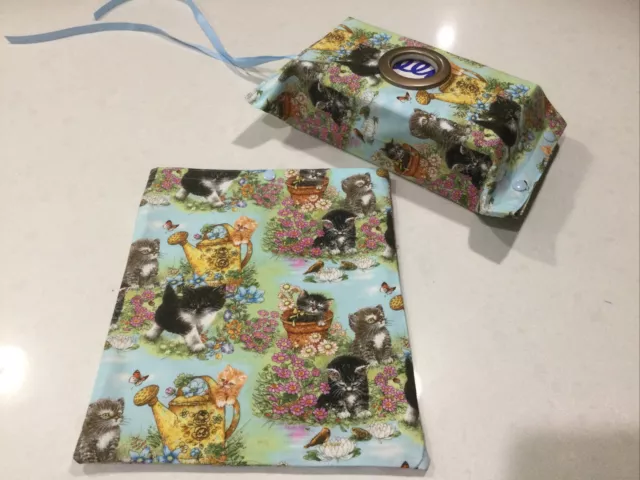 Tissue Box Cover/Holder With A Matching Book Sleeve,,,KITTENS.   NEW