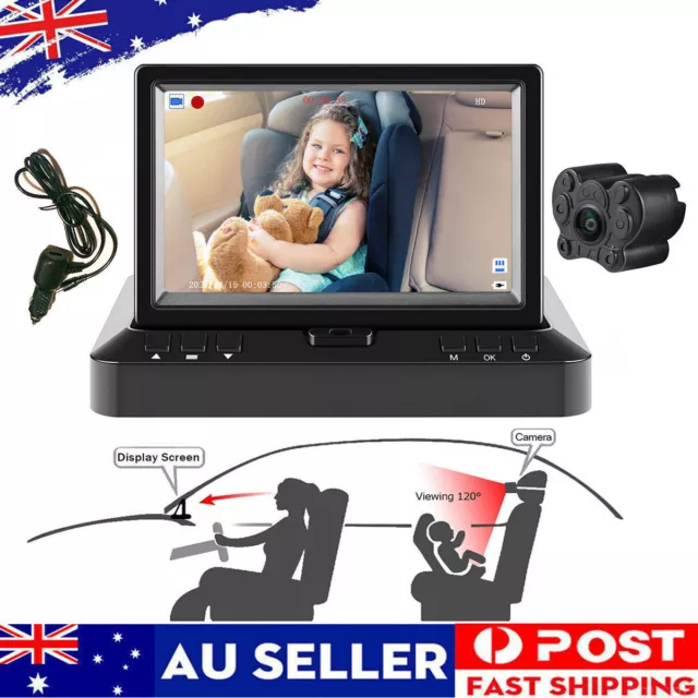 4.3 in. Baby Monitor Screen Rear Mirror Camera Car Back Seat Night Vision w/Belt