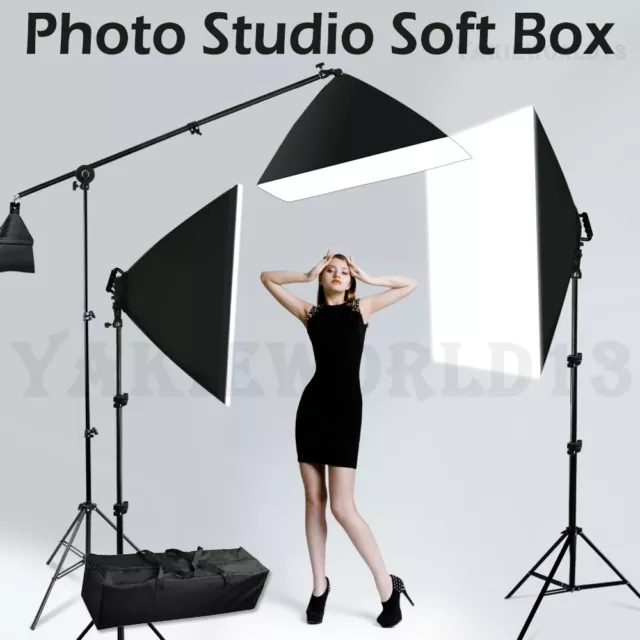 Photography Studio 5 HEAD Continuous Softbox Lighting Soft Box Light Stand Kit