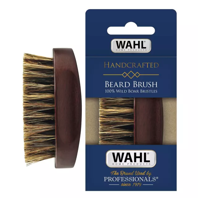 Wahl Small Travel Beard Brush with 100% Boar Bristles with Firm Natural Hair for