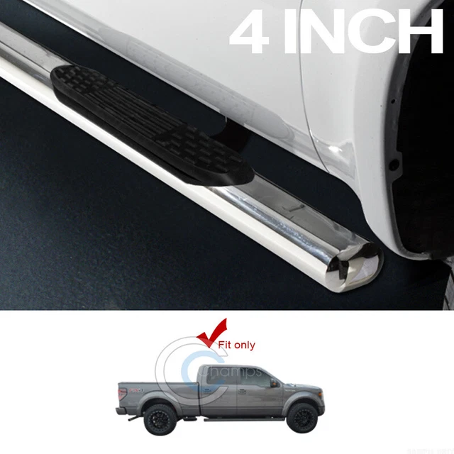 Fit 15-22 F150/17+ F250 Super Crew Cab 4" Oval Chrome Side Step Nerf Bars Boards