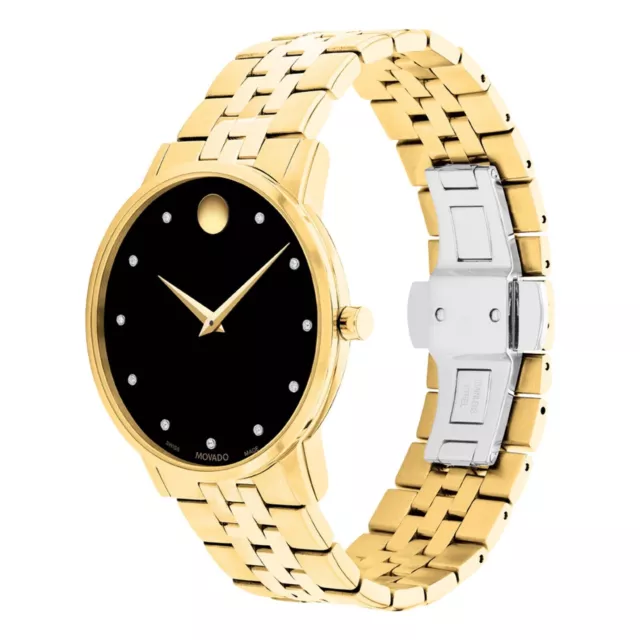 NEW MOVADO MUSEUM Classic Diamond Dial Gold-Tone Steel Men's Watch ...