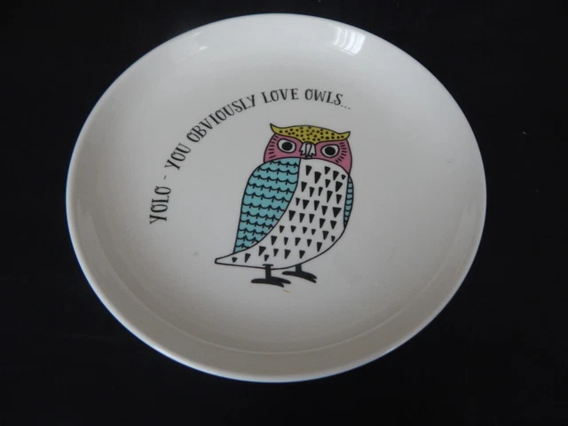 PLATO DE BÚHO DE PORCELANA ~ YOLO YOU OBVIAMENTE LOVE OWLS de PAPERCHASE