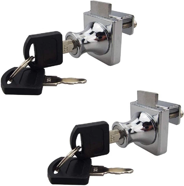 2 Pack Single Swing Glass Cabinet Showcase Door Lock Chrome Plated Display Glass