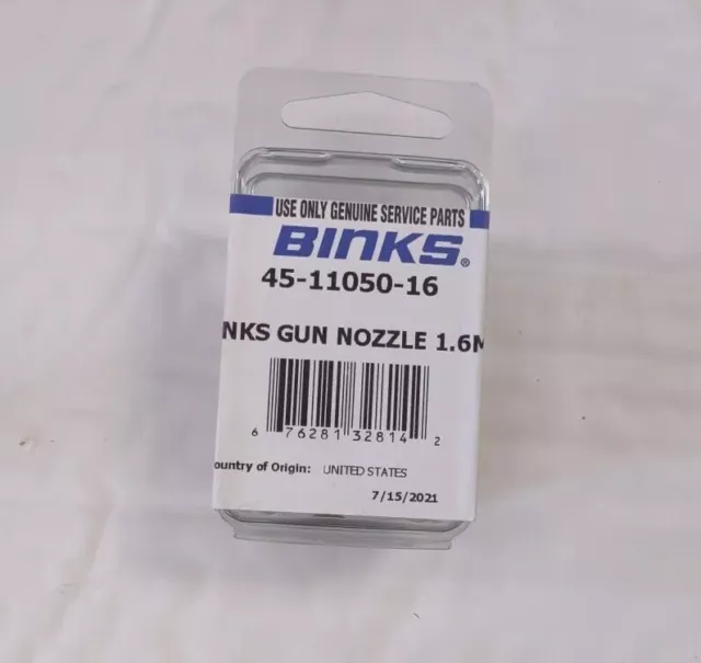 BINKS Trophy Gun Fluid Nozzle - 45-11050-16  1.6MM