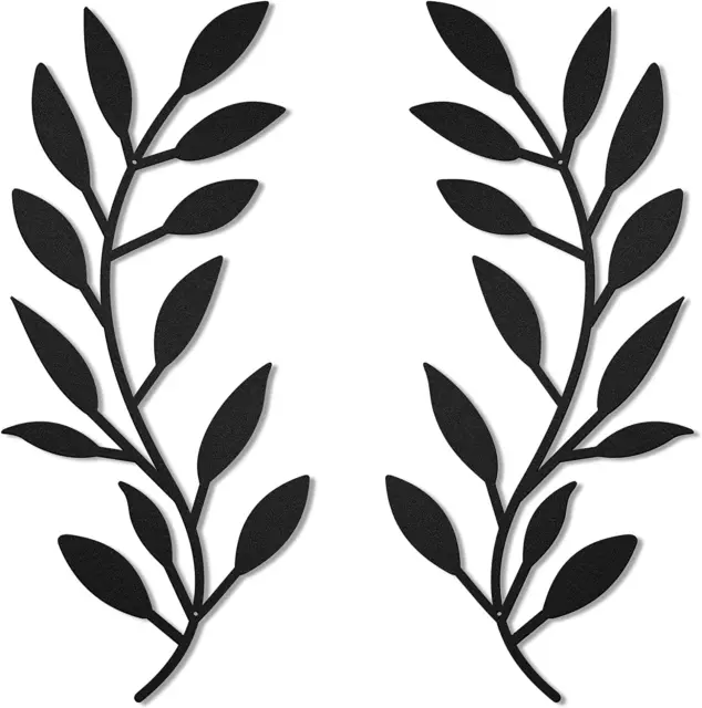 2 Pieces Metal Tree Leaf Wall Decor Vine Olive Branch Leaf Wall Art Wrought Iron