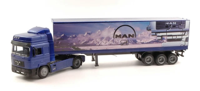 MAN F2000 LOWBOY WITH BACKHOE LOADER 1:43 New Ray Camion