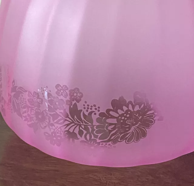 Victorian Style CRANBERRY PINK Glass BEEHIVE Oil Lamp Shade With Floral Motif 3