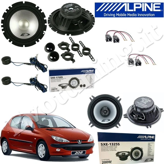 Kit Haut-Parleurs Coaxiaux ALPINE 165 + 130mm Pour PEUGEOT 306 CC - Avant Et Arrière - Neuf Avec Câbles