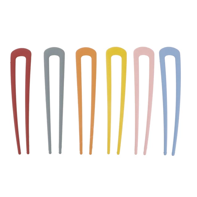 6pcs Femmes Coloration solide Coiffure en forme de cuillère à cheveux en forme d