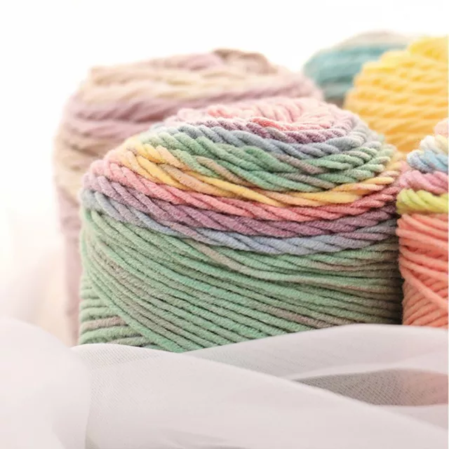 Thick DIY Rainbow Color Sweater Wool Yarn Hand-woven Crochet Knitting Cotton